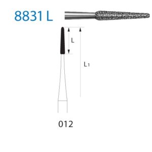 831L: FRESA DIAMANTE CONICA LARGA CA ø 012 (5 UD)